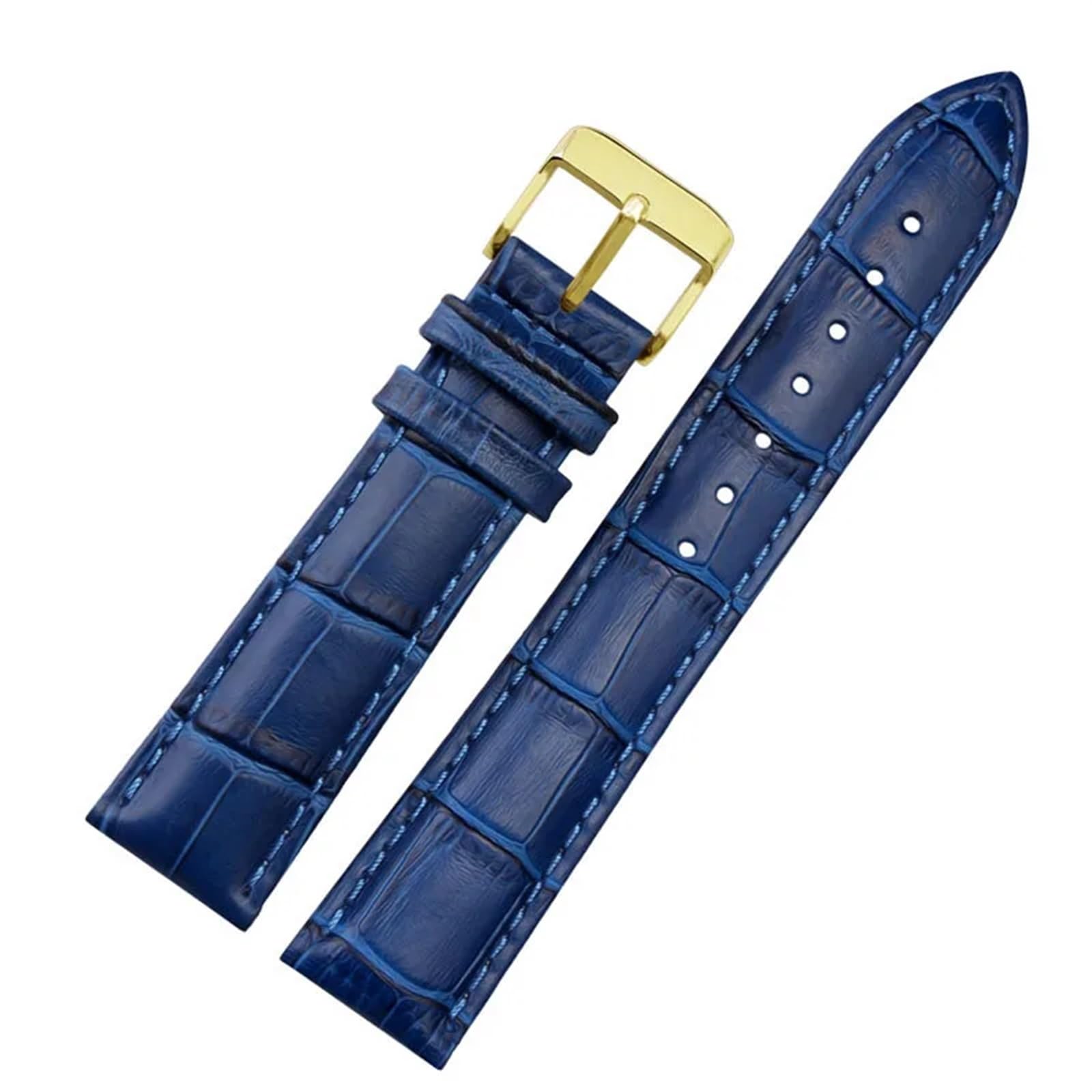 Bracelet de montre en cuir véritable 22 mm avec boucle dorée solide - 7