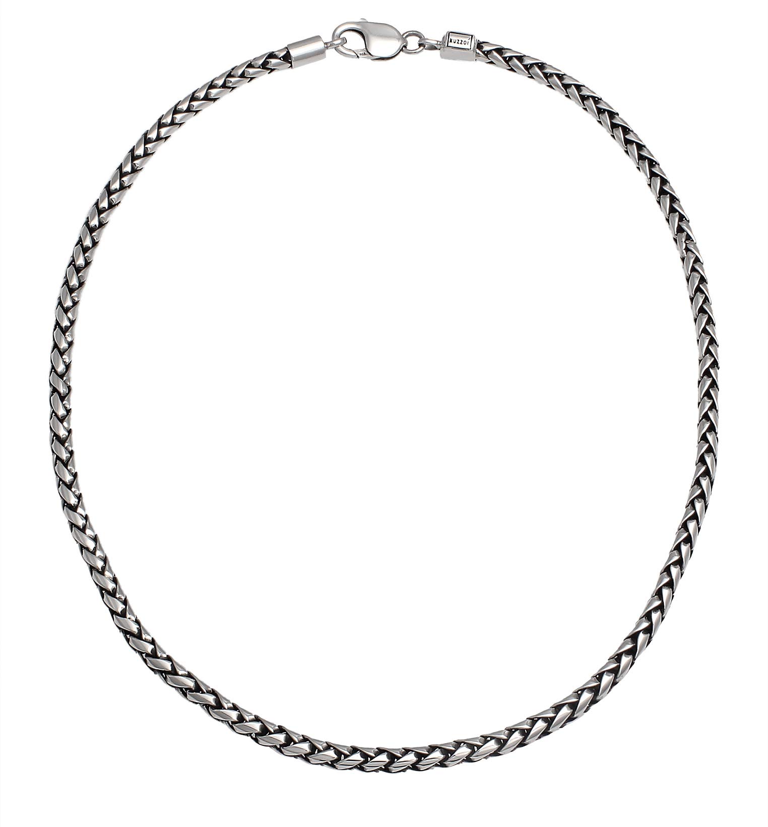 Kuzzoi Exclusivo collar para hombre con eslabones trenzados (5 mm), cadena de eslabones redondos para hombre o amigo, cadena maciza para hombre sin colgante de plata de ley 925, longitud 50-60