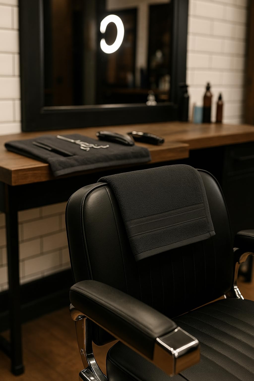 Toallas Peluquería Negras 50x90 cm – Pack de 4 – 100% Algodón 400 gsm – Alta Absorción – Uso Profesional Barbería y Salón de Belleza