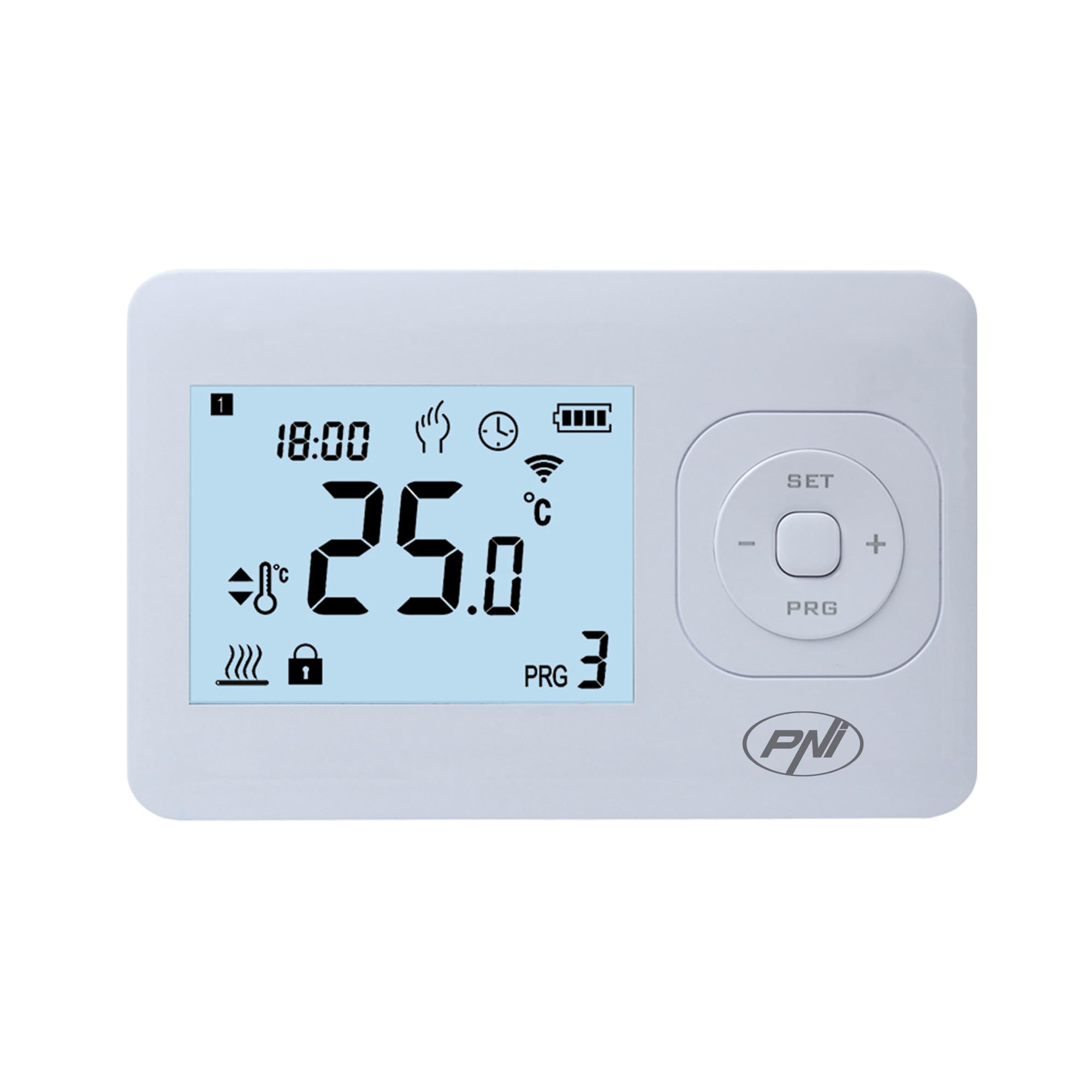 Thermostat sans Fil PNI CT62 pour systèmes de Chauffage, Affichage Lumineux, programmes journaliers