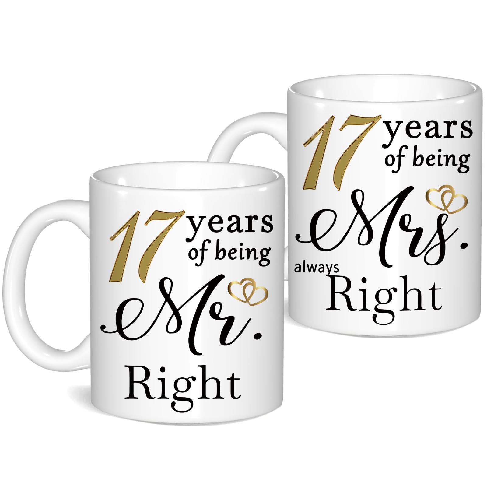 17 Year Anniversary Coffee Mugs Set of 2