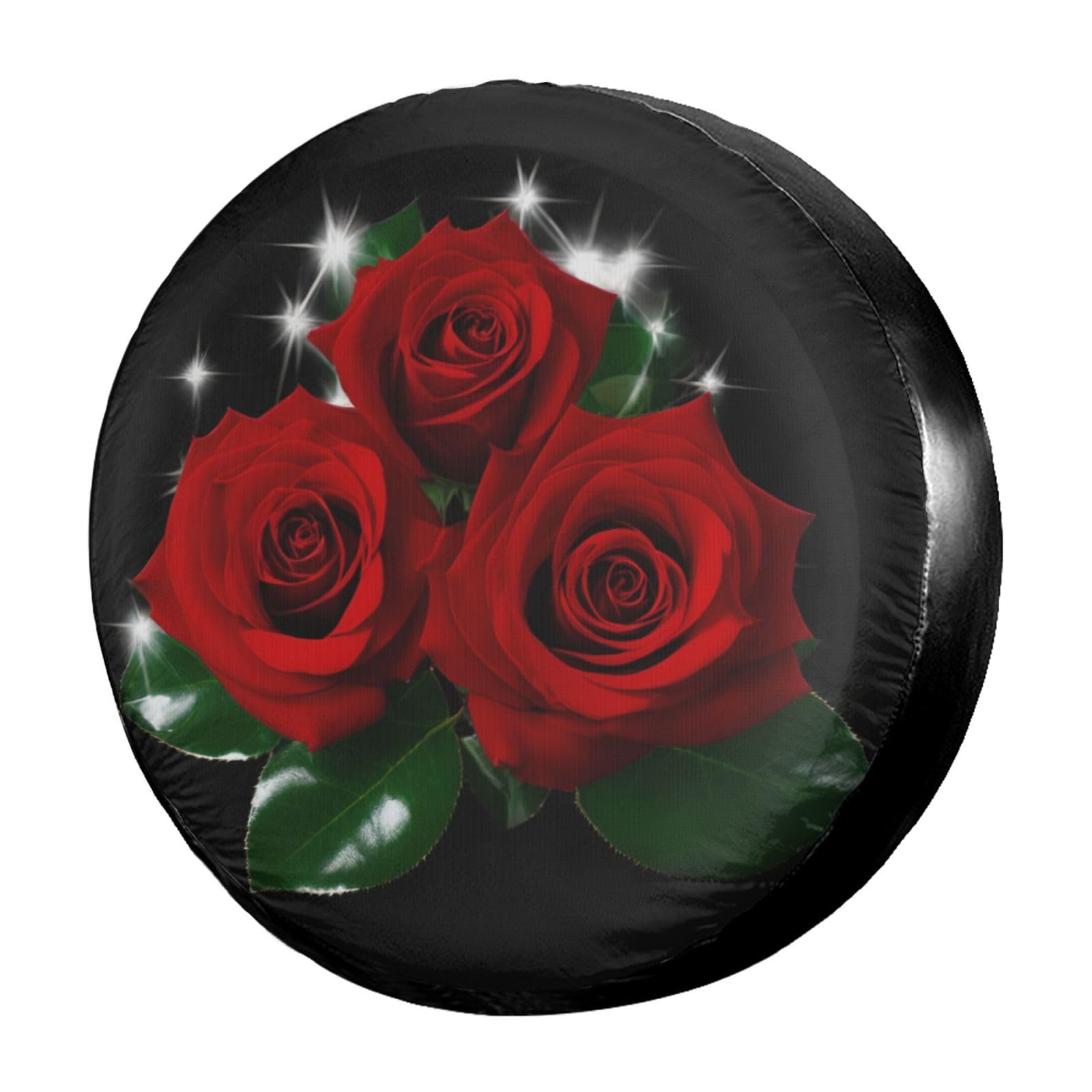 Dujiea Red Roses Spare Tire Cover, Universal Wheel Tire Cover Dust-Proof Tire Protectors for Trailer Rv Van SUV Truck Camper and Many Vehicle 14 15 16 17 Inch