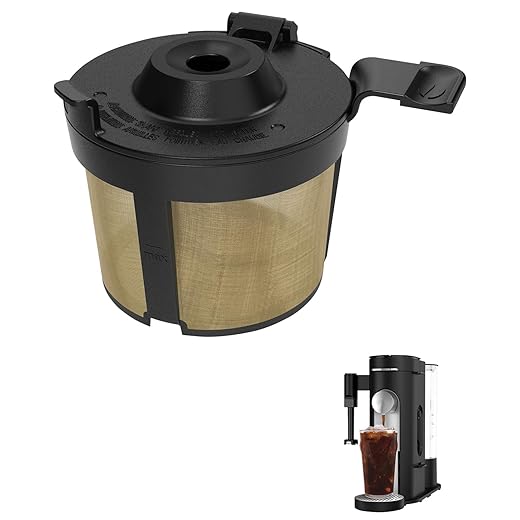 Permanent Coffee Filter for Ninja PB051 / PB040 / PB041ST - Compatible with Ninja Pods & Grounds Coffee Maker - Reusable Gold 304 Stainless Steel Mesh - Eco-Friendly Coffee Pod Accessory (1, Black)