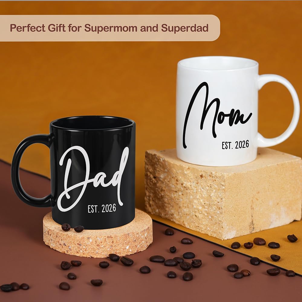 Breezy Valley Mom Dad Coffee Mugs Est 2026 Cup, 1st First Time New Parents Gifts for Couples - Expecting Parents Mom Dad to Be Gifts, Pregnancy Baby Shower Gender Reveal Gift ideas for Mommy to be - Image 3