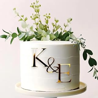 Personalisierter Tortenanhänger Hochzeit Verlobung Dekoration Individuelle Initialen aus Holz/Acryl Tortenaufsätze Party Taufe Namensschild