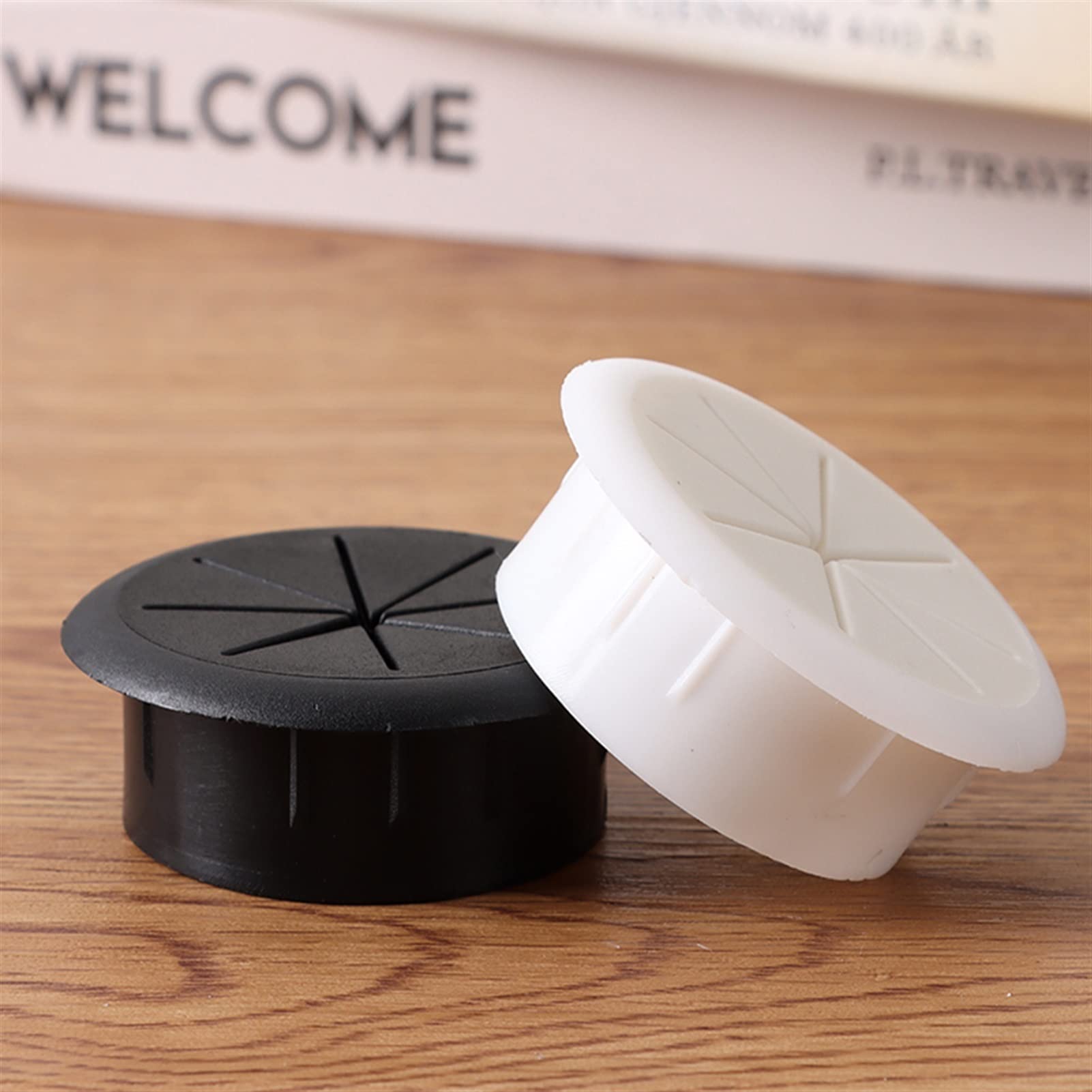 Passacavo da scrivania, 2 pezzi flessibile in silicone Copri foro for cavi Organizzatore di Passa attraverso la guarnizione rotonda Protettiva for cablaggio(Black,50mm)