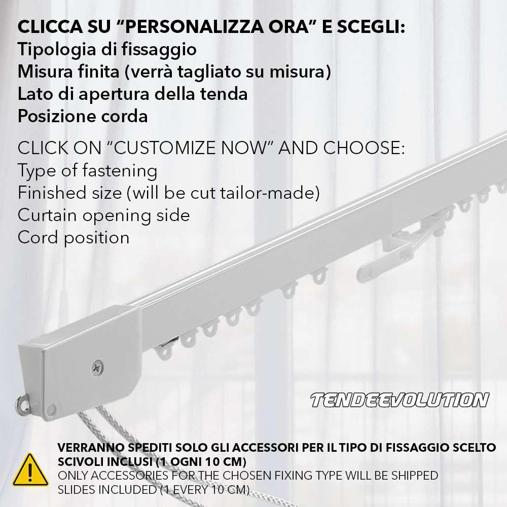 Binario Tenda Soffitto Lineare in Alluminio Bianco 150 CM