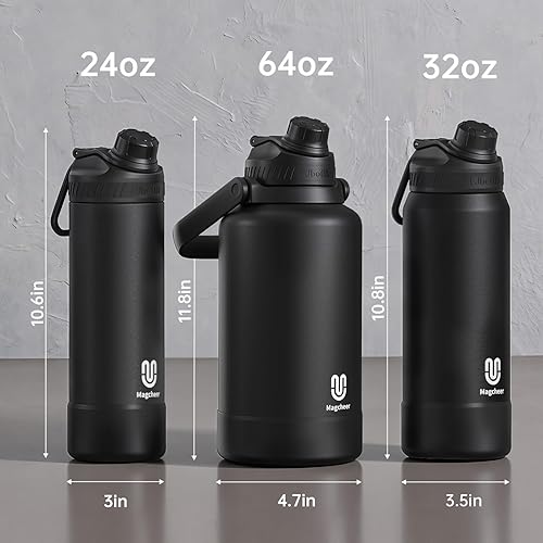 Miniatura 2 de Botella de agua aislada de 32 onzas con popote, acero inoxidable al vacío de doble pared, diseño de boca ancha, botella reutilizable a prueba de