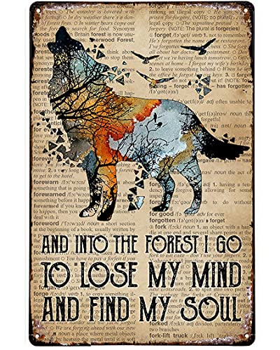 Blue Earth Dictionary Find My Soul Wolf Metal Tin Sign Signage Decoración Granja Granja Granja Rancho Decoración Vintage Decoración Rústica 8x12 pulgadas
