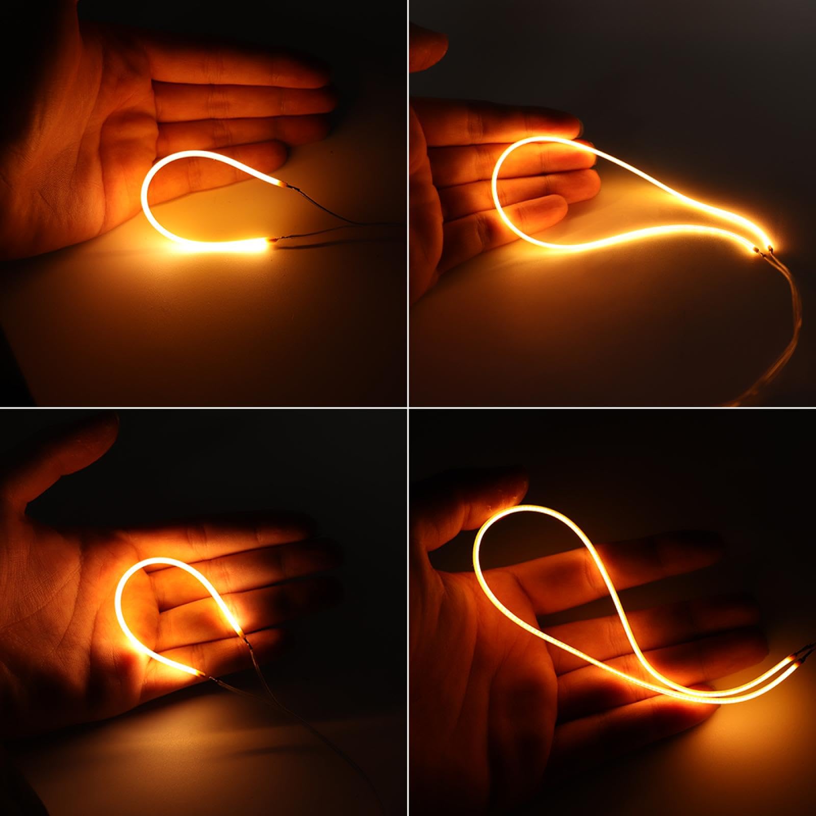 50PCS 38 mm 60 mm 80 mm 130 mm 300 mm Bombilla Edison Rojo Azul Rosa 6500K 3v Cob Filamento LED Piezas de lámpara flexible Luz flexible de bajo voltaje para decoración de bricolaje 300 mm verde