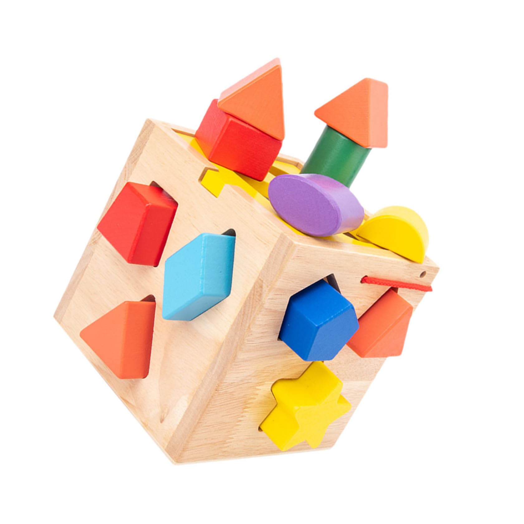 FRCOLOR Caja de Bloques de Construcción de Madera Premium con Juguete Educativo de Clasificación de Formas para Desarrollo de Habilidades Motoras y Rompecabezas Montessori