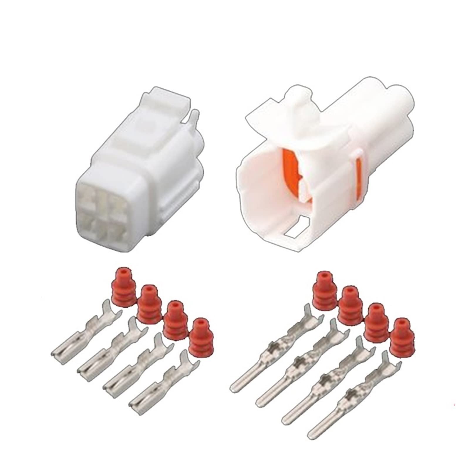 1/5/10/20 / 50 / Ensembles 4 Broches mâles imperméables mâle Femelle Auto connecteur électrique Bouchons de câblage Blanc scellé 6188-0217 (Color : 4p Female Male, Package : 20 Sets)