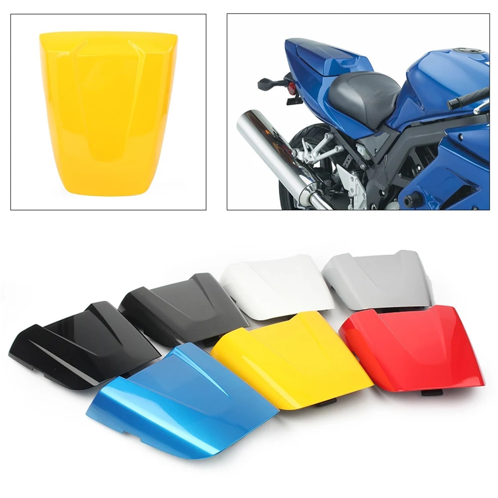 Juego de Carenado Cubierta Trasera del Asiento del Pasajero de Motocicleta, carenado ABS, Compatible con Suzuki SV650 SV1000 2003-2010(Silver)