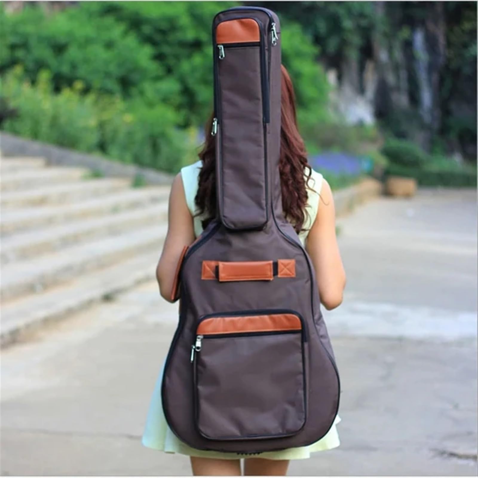 Funda para Guitarra Bolsa for Guitarra acústica de 40/41 Pulgadas, Resistente al Agua, Funda for Mochila Viaje, Duradera, con Almohadilla algodón Grueso, for Llevar a Mano(Brown)