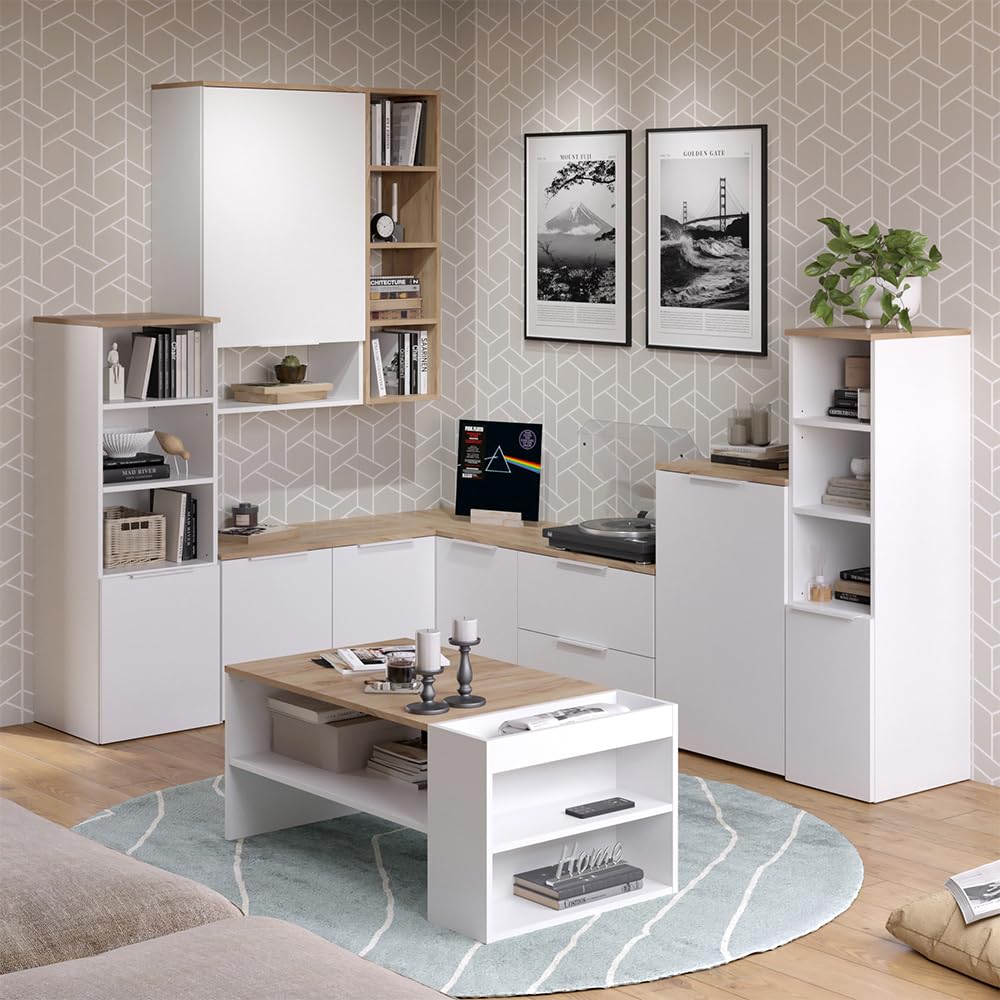 Vicco Universalschrank Wido, Weiß/Sonoma, 40.2 x 120 cm mit Einer Tür, geeignet zur Aufbewahrung von Haushaltsgegenständen