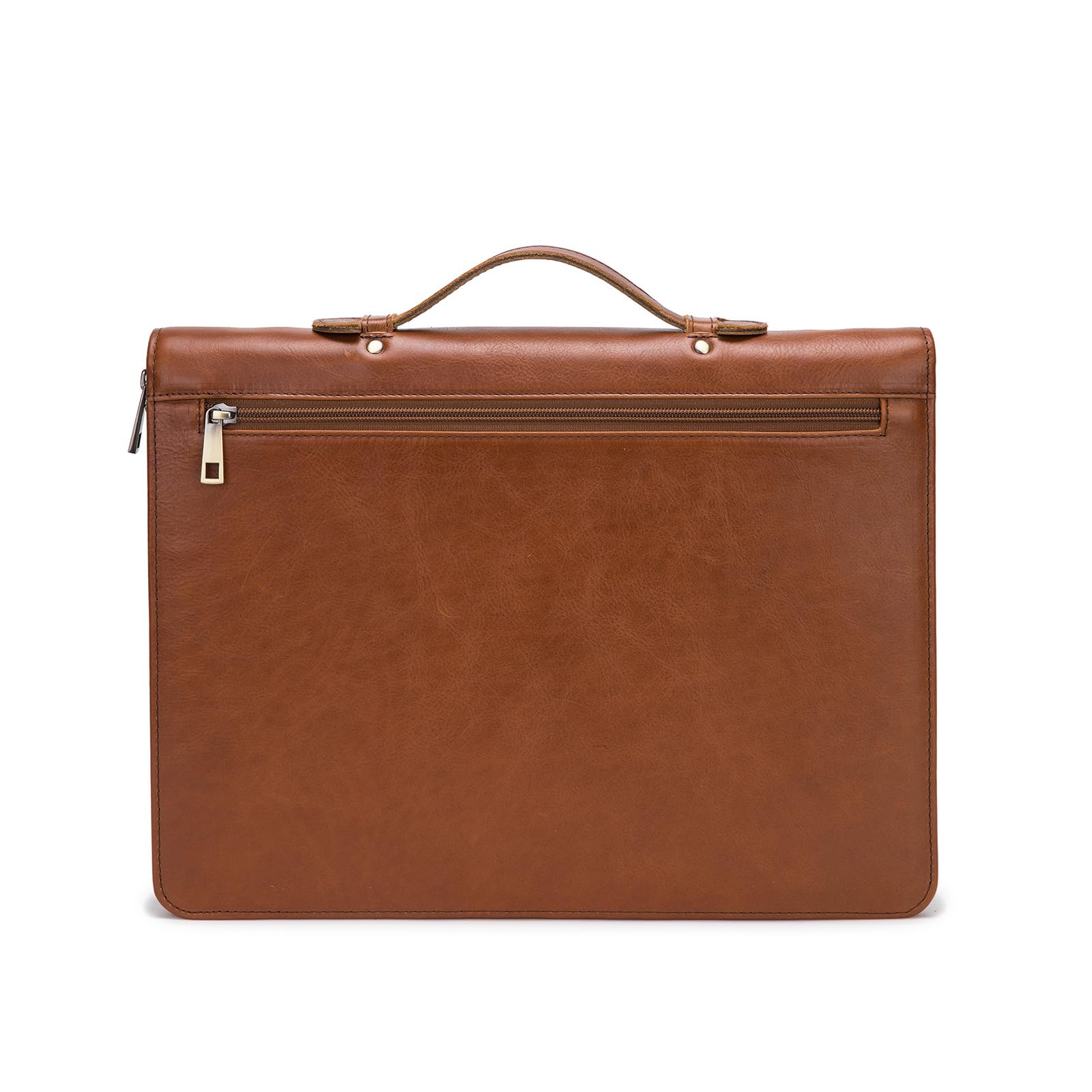 Genuine Leather Portfolio with Hidden Handle, Zippered Front Pocket, Business Padfolio for Men and Women, 8.5 x 11 Legal Pad Notebook Holder, Office Letter Notepad Folio, Oil Tanned