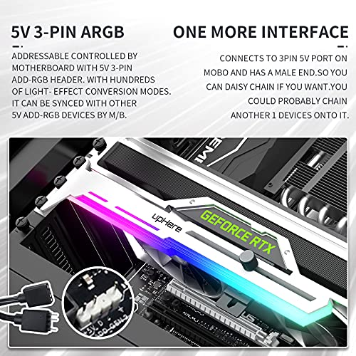 Support de carte graphique pour PC gaming upHere G276WTARGB à LED ARGB synchronisé