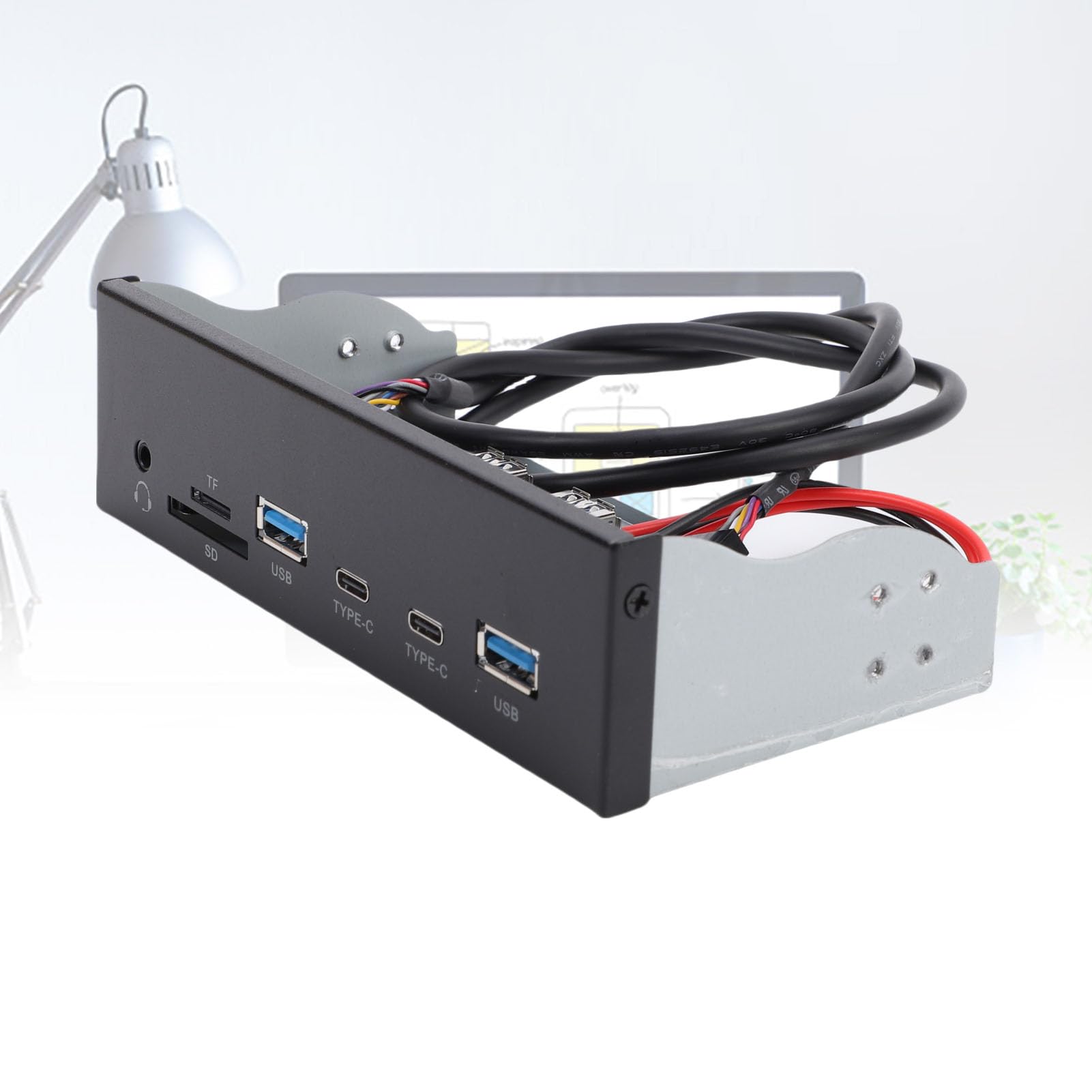Sxhlseller 5.25 Inch USB3.2 Gen1 Panel Frontal Hub con 2 USB Tipo C y