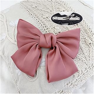 JINGGEGE Horquillas para el pelo para mujer, niña, elegante, color negro, vino, rojo, lazo, accesorio para el pelo para fiestas (color rosa clip para el cabello)