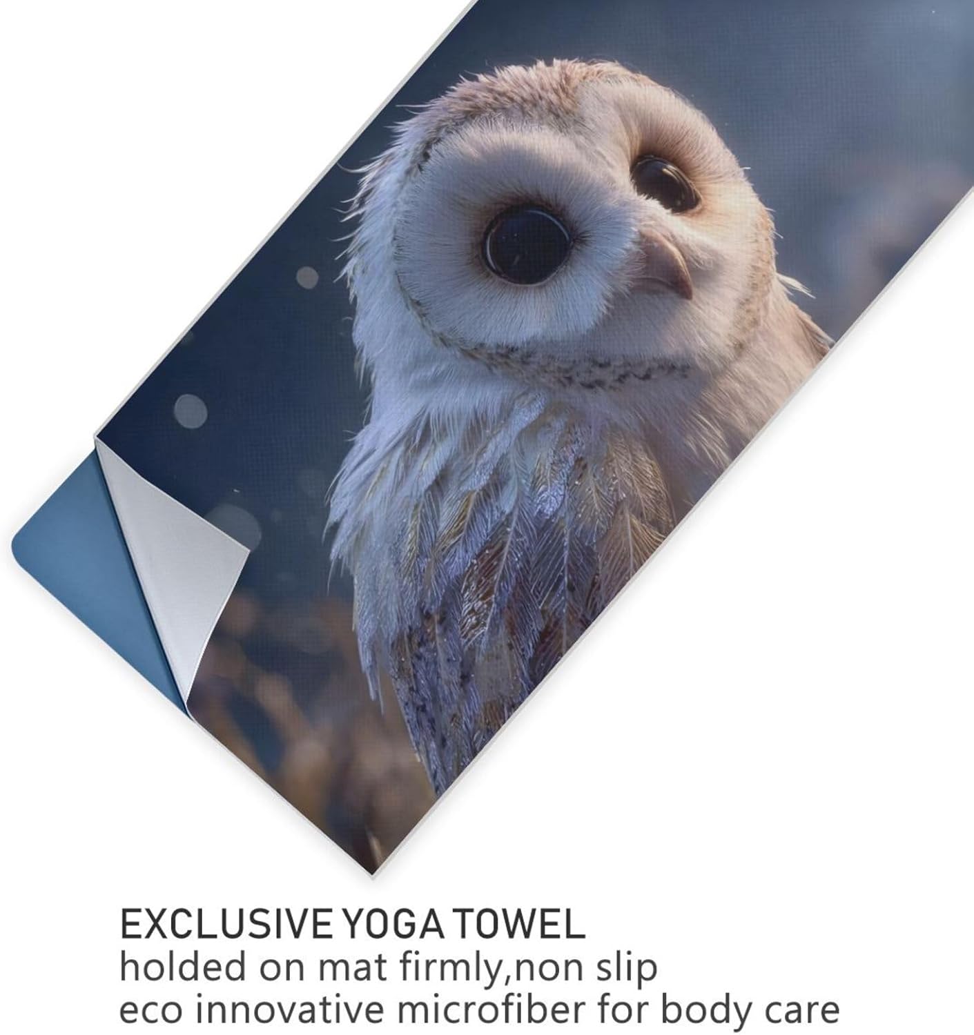 Hot Yoga Towel Owl Fantasy – Stylish, Non-Slip, Grip Dots, Super Absorbent, 27" x 73" - Yoga Mat Towels for Exercise, Fitness