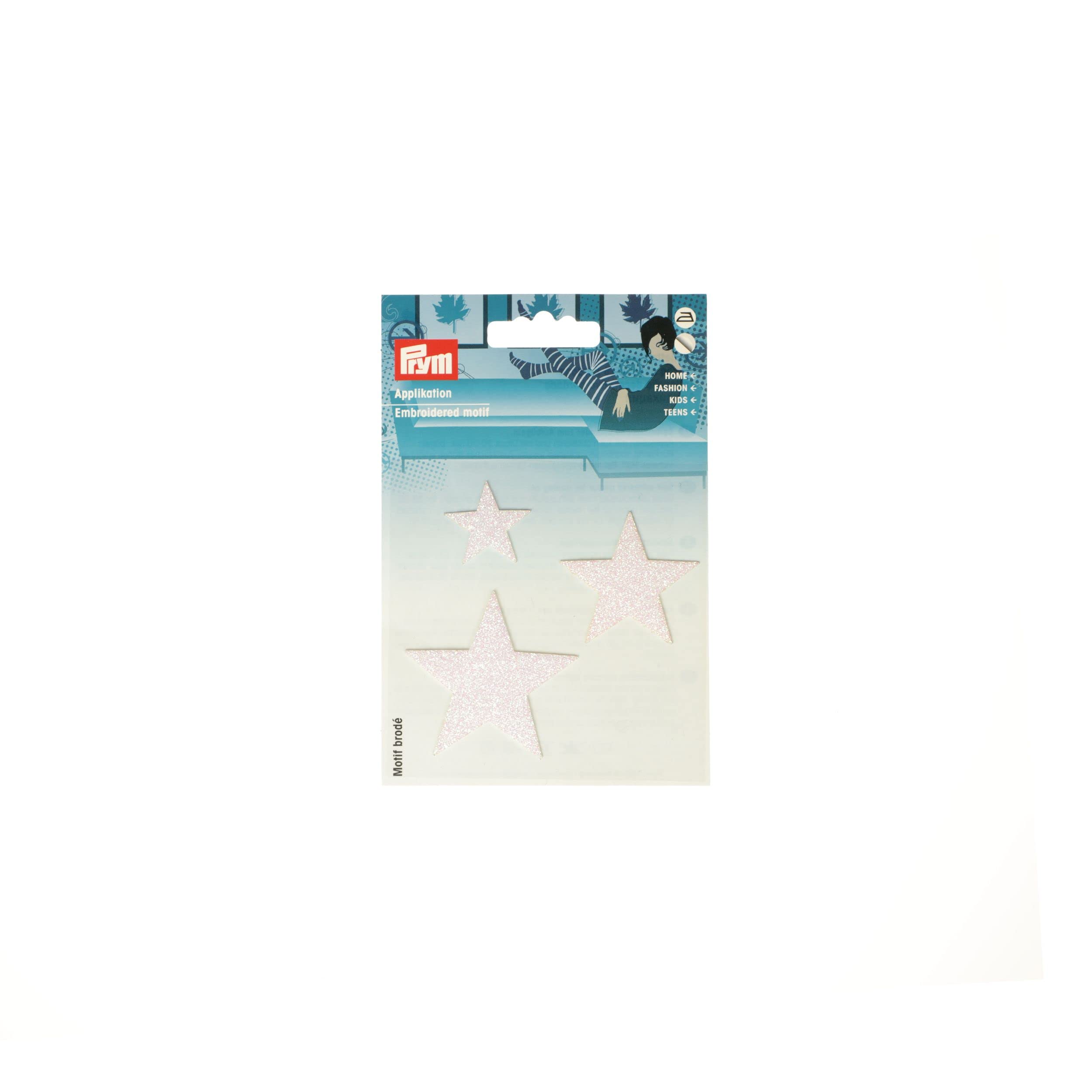 Prym 925598 Appliqué Stars Self-Adhesive/Iron-On White Gloss