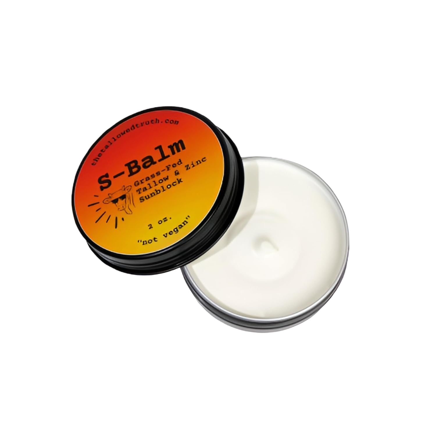 S-Balm –Tallow and Zinc Sun Block – Grass-Fed Beef Tallow Moisturizer with 17% Non-Nano Zinc Oxide – Unscented Balm For Daily Outdoor Use – 2 oz