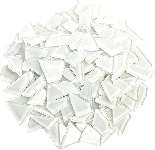 Azulejo de mosaico irregular material hecho a mano, mini mosaico de vidrio miniatura DIY Hobby Kids Handmade 7.05 oz - Blanco