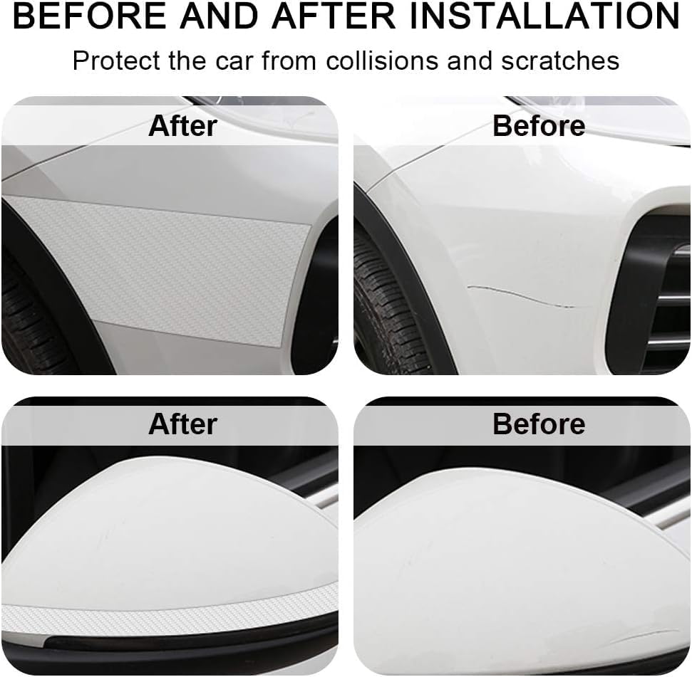Image of Carbon Fiber Nano Tape for Car Door Sill and Body Protection, Self Adhesive Cuttable Roll (White)