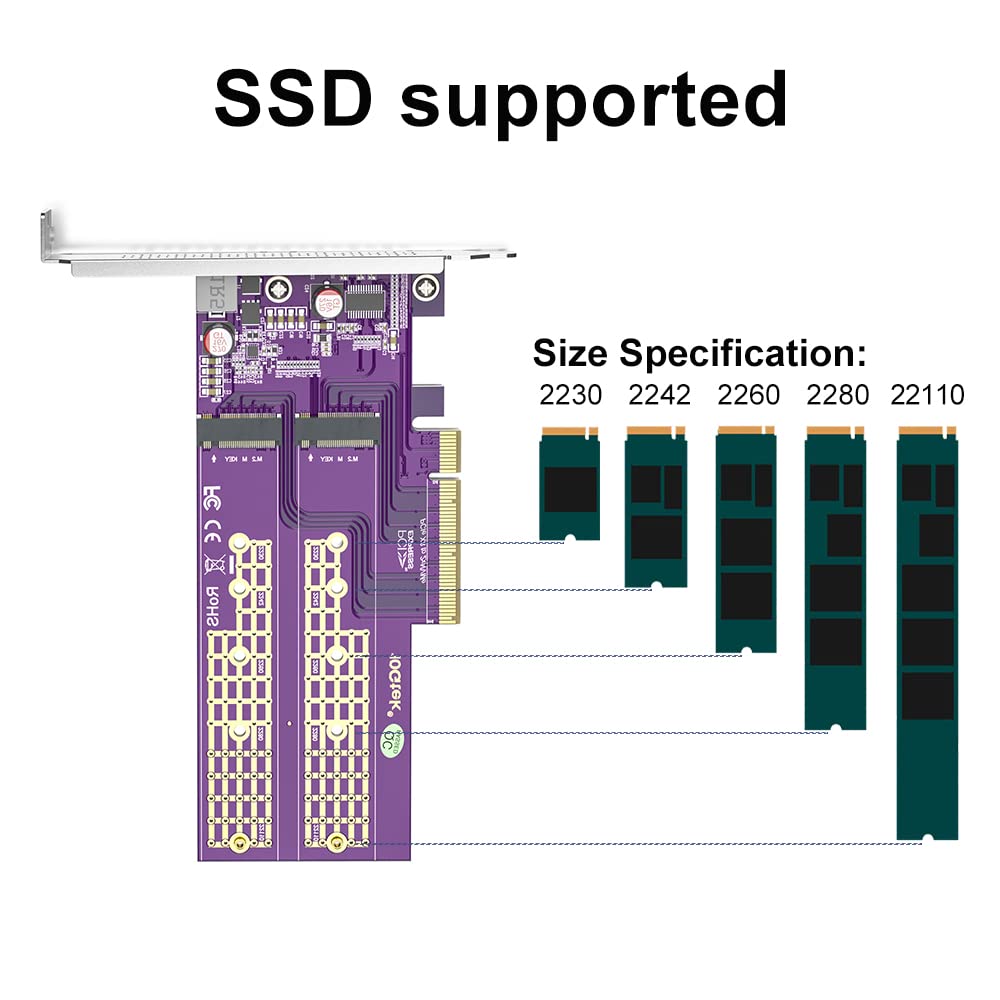 Amazon.com: Dual M.2 NVMe PCIe 3.0 x8 Adapter Card, Supports 22110