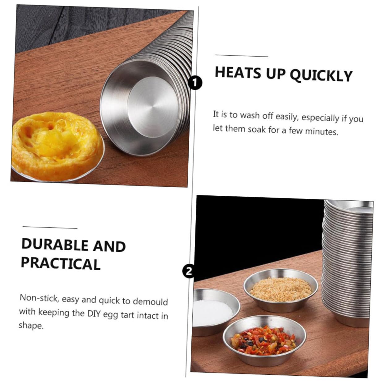 CONGARTENO 12pcs Aluminium Alloy Tart Mold Premium Non-stick Baking Molds for Muffins Tarts and Pudding Baking and Projects