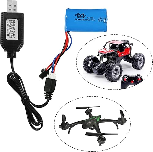 Miniatura 6 de Cable de carga de repuesto para coche SCX24 RC, pistola de bolas de salpicadura, pistola de gel, dron, cargador de batería Lipo de 7.4V 2S, paquete
