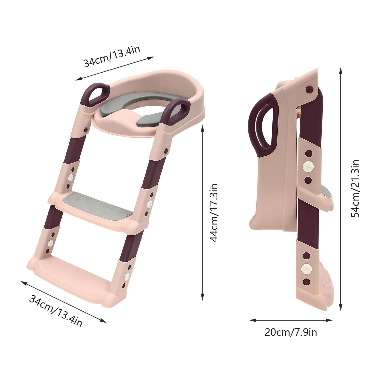 Riduttore WC 6 velocità altezza riduttore WC bambino con pedana regolabile sedile WC per bambini pieghevole rialzo WC bambino per età 2-7 anni (rosa)
