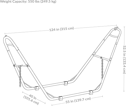 Miniatura 5 de Sunnydaze soporte para hamaca universal multiuso de acero resistente de 550libras de capacidad para 2personas para hamacas de 9 a 14pies de largo