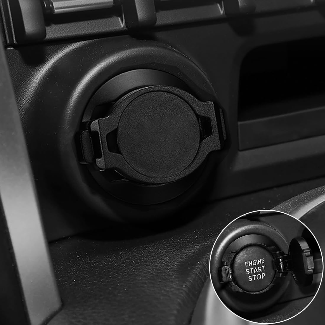 Push Start Button Cover,Car Engine Push to Start Accessories,Car Ignition Button Cover,Car Engine Start Stop Button Cover Decorative,Flip-Top Design,Suitable for Various Models(Black)