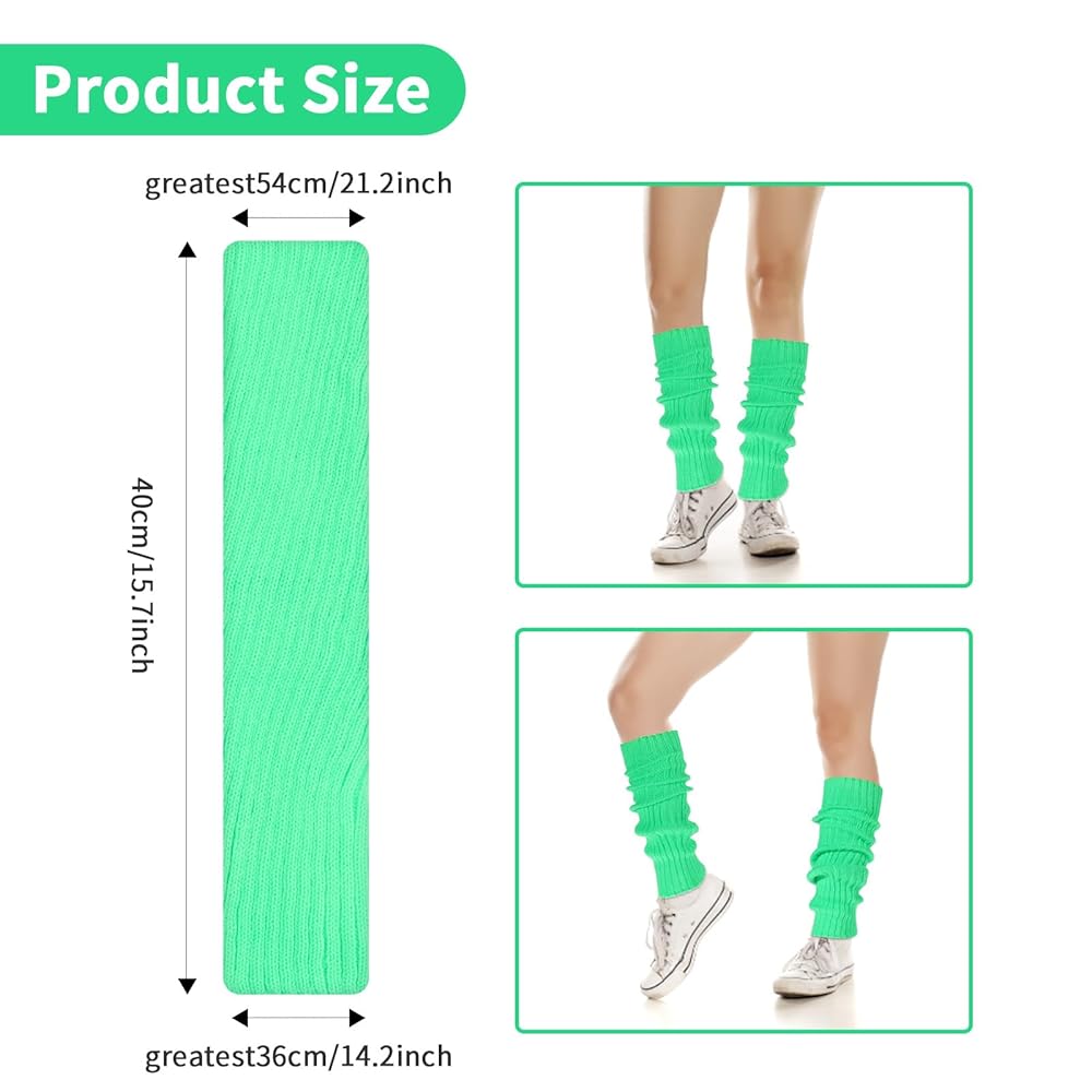Tyqour 2 Pairs Neon Leg Warmers 80s Accessories for Women