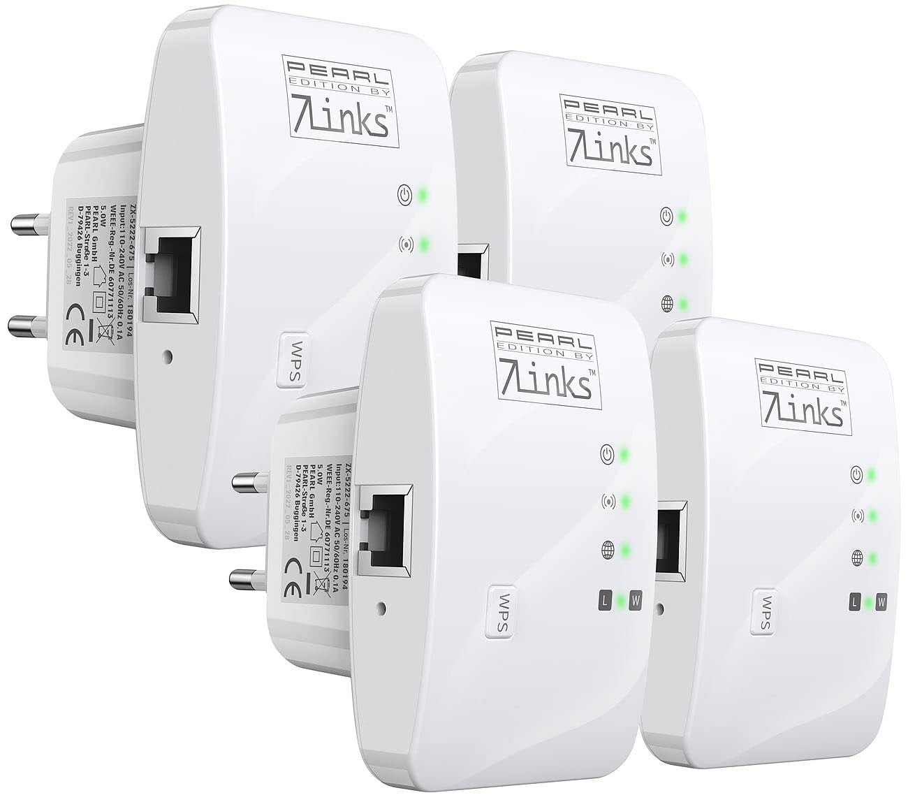 7links Zestaw 4 sztuk Mini-WLAN-Repeater, 2,4 GHz, 300 Mbit/s