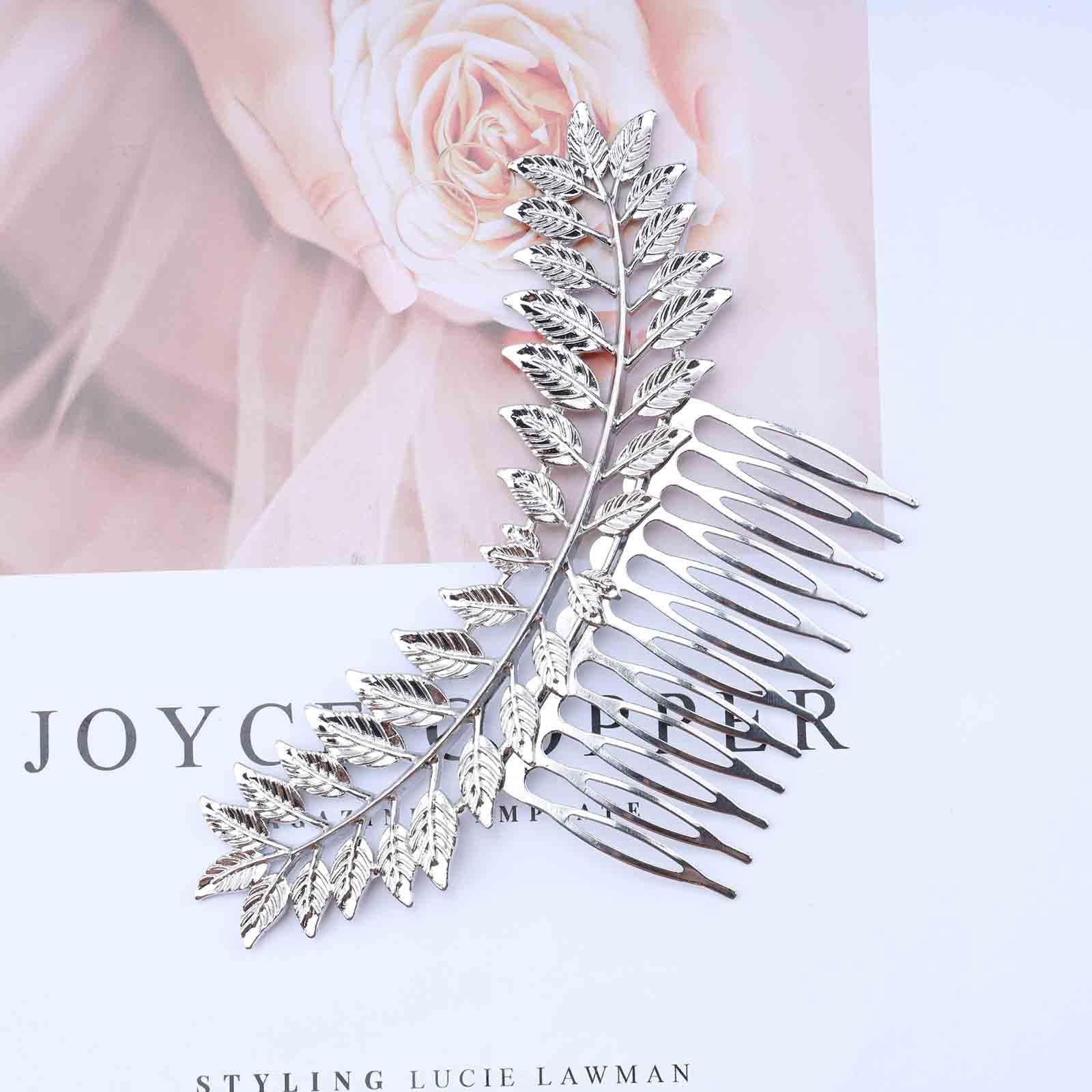Antique Art DECO Silver Leaf Barrette 1928 Jewelry Rectangular Floral Bar Hair Barrette main image 2