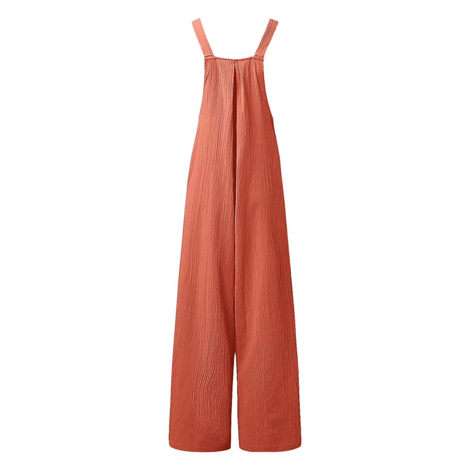 Latzhose Kinder Mädchen Ärmellos Baggy Leinen Jumpsuit Bequeme Casual Playsuit mit Träger Atmungsaktive Wide Leg Overall Einfarbig Mode Weich Sommerhose