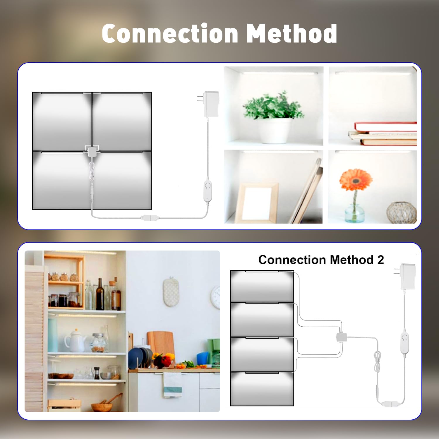 Cefrank Illuminazione Sottopensile Smart LED, 4 Barre da 30 cm a V, Luce Dimmerabile 2700K-6000K, 3W per Barra, Controllo App, Compatibile con Alexa e Google Assistant