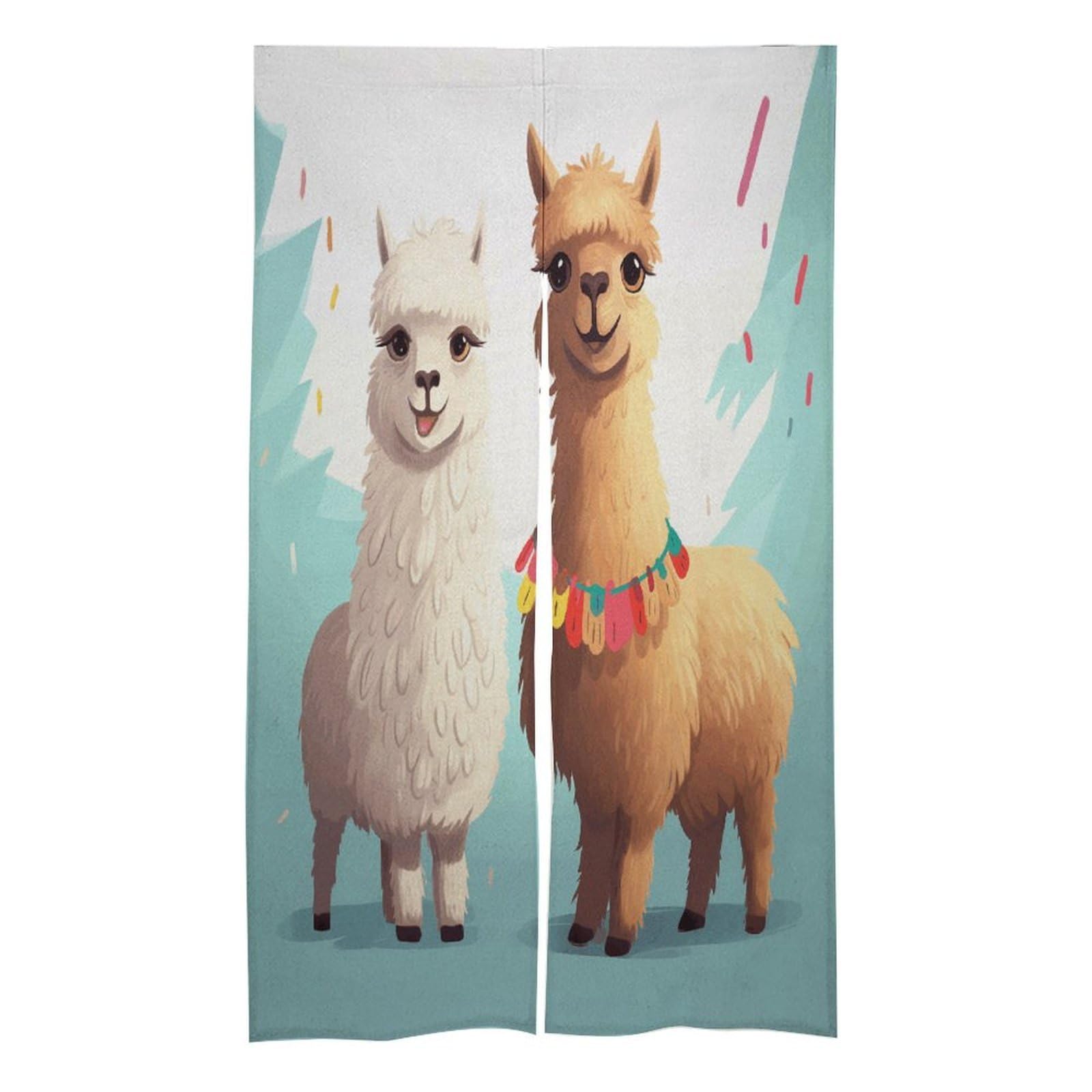 VstaDank Llama Alpaca Noren Doorway Curtain Printed Window Treatment Door Tapestry Chinese Traditional Doorway Curtain Long Type Door Tapestry for Home Decoration