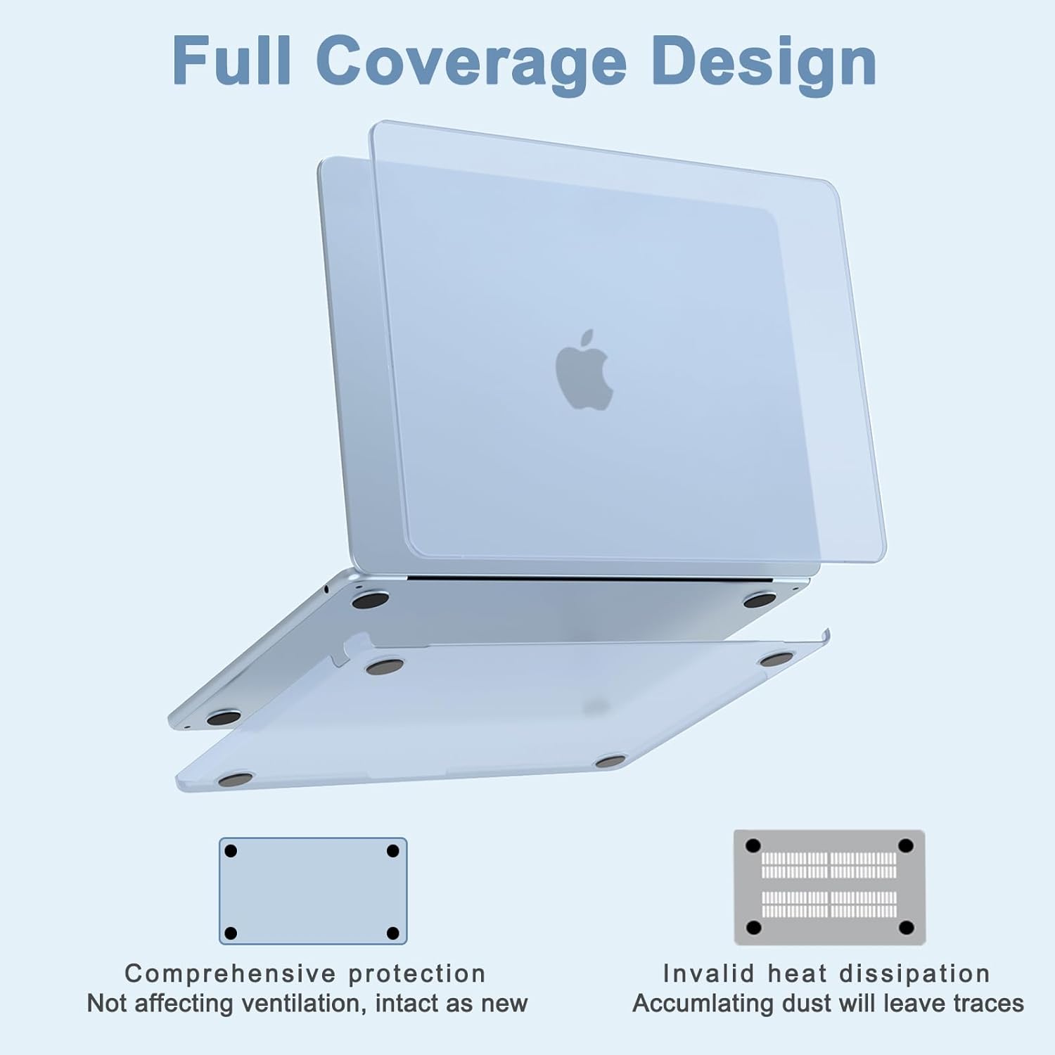 G JGOO Compatible with MacBook Air 13 inch Case 2026 2025 2024 2023 2022 M4 A3240 M3 A3113 M2 A2681, Matte Plastic Hard Shell for MacBook Air 13.6 inch Case +Keyboard Cover +Screen Protector, Sky Blue - Image 5