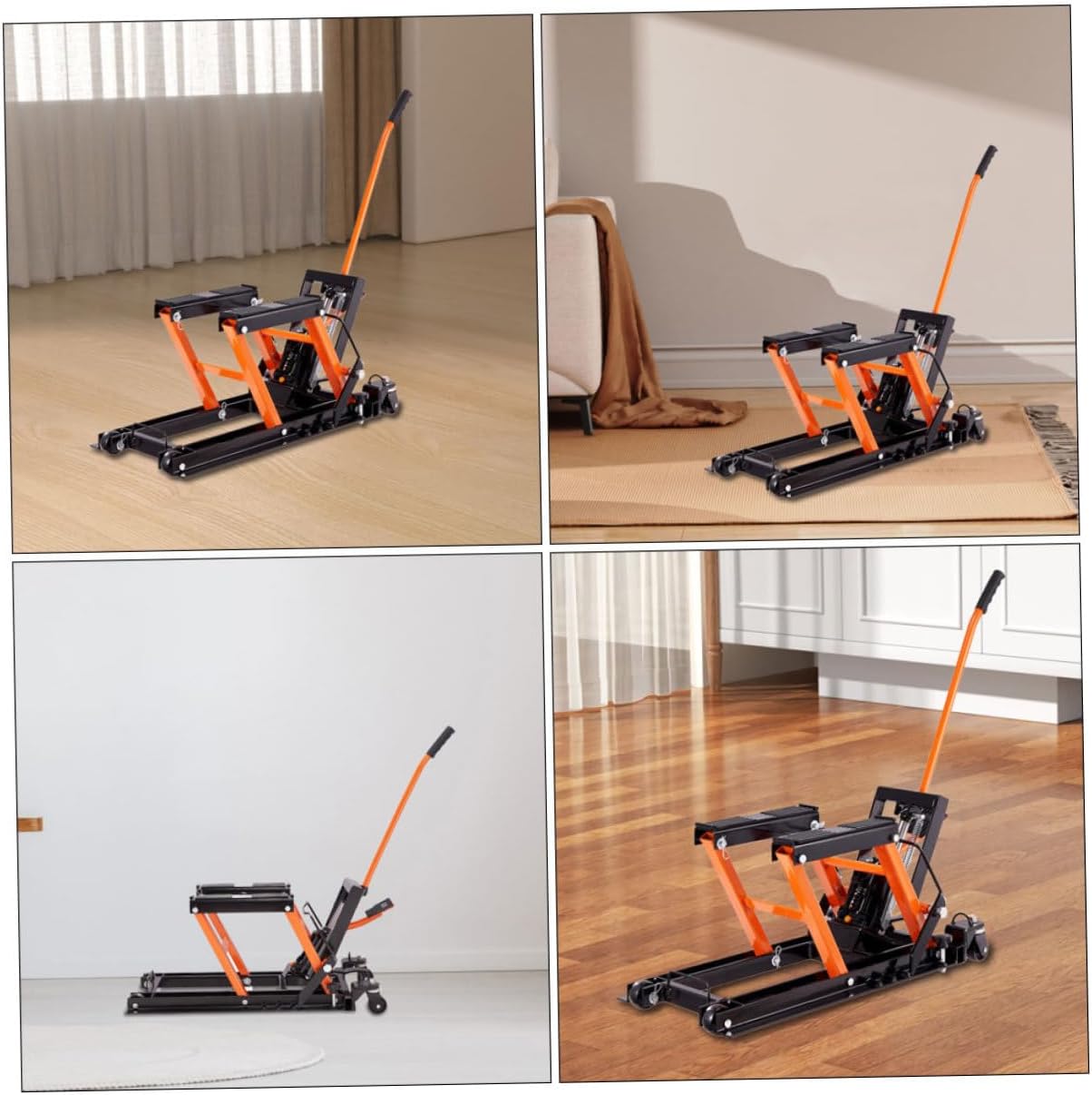 Cabilock 1500Lbs Steel Hydraulic Motorcycle Lift Stand Capacity Scissor Hoist Jack with Wheels for Atvs and Dirt Bikes Durable Construction Secure Lifting for Maintenance Tasks