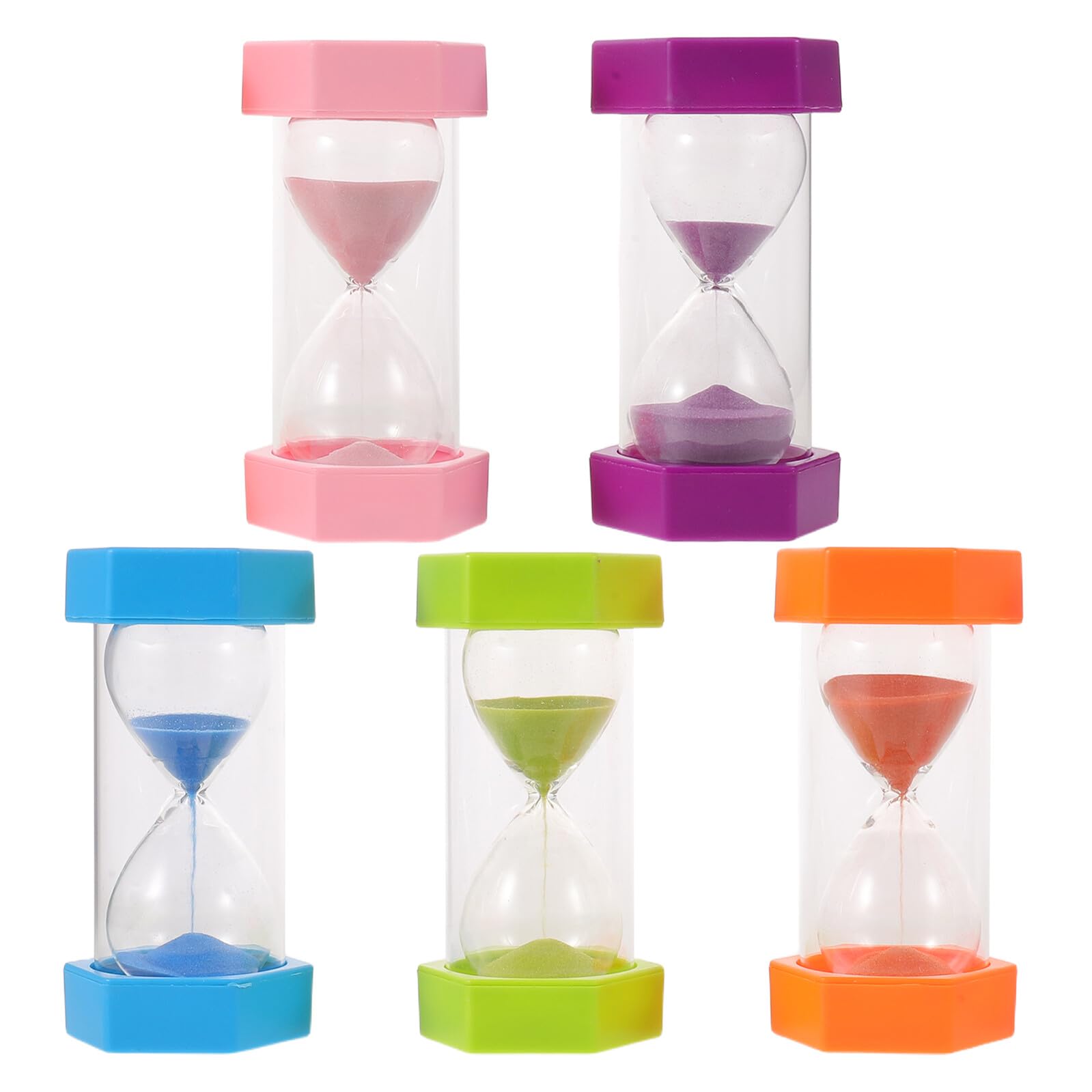 Clessidra da Tavolo Colorata 5 Pezzi, Timer Sabbia 1/3/5/10/30 Minuti | Plastica, Vetro e Sabbia, per Ragazzo Ragazza e Ragazzi, Studio e Arredo Ufficio