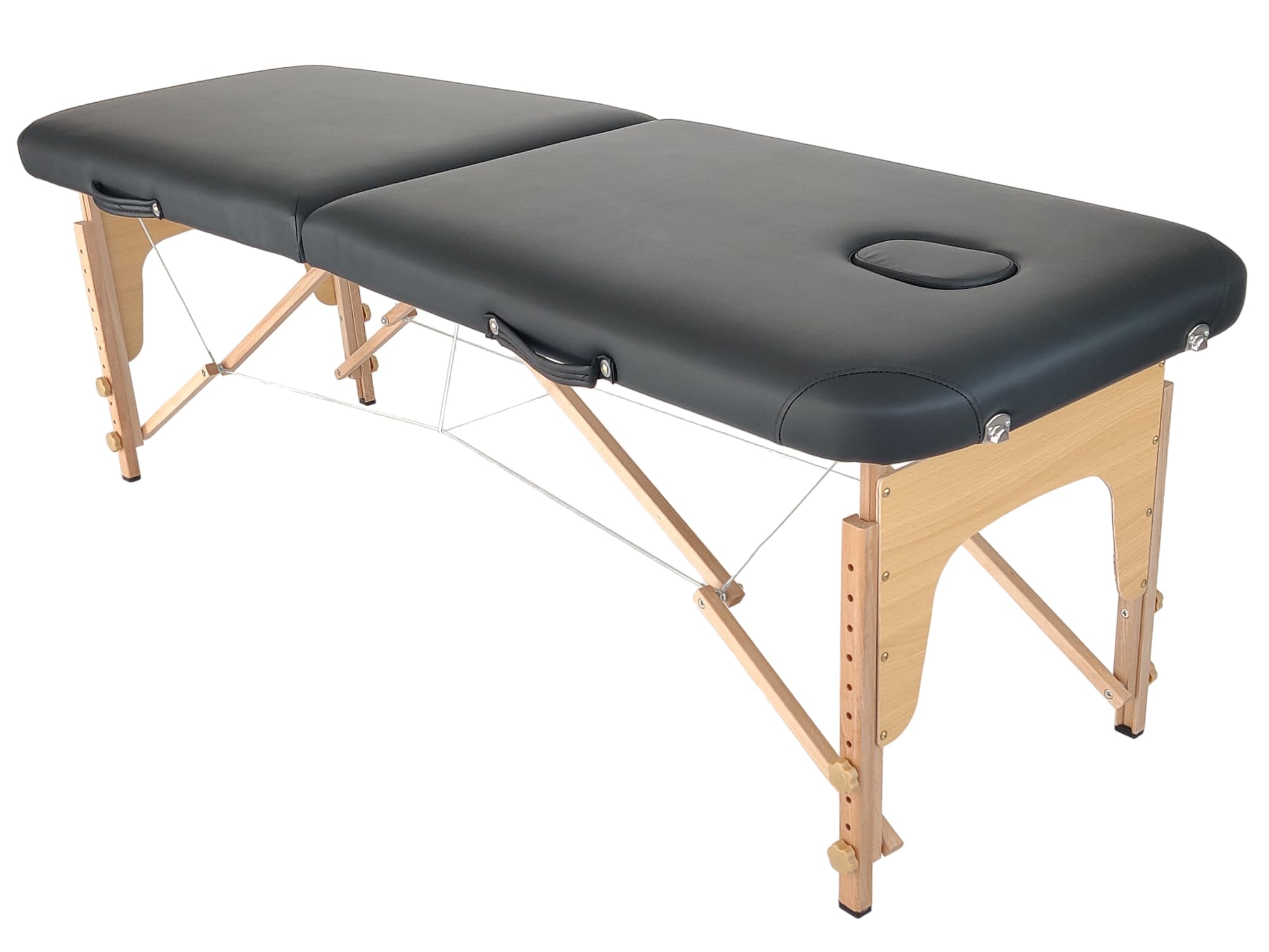 Beltom® Mobile Massagetisch Massageliege 2 zonen Basic 185 x 60 cm. - Licht 11,6 kg - massagebed massageleuning Massagebank 2 Zones klappbar Kosmetikliege - Schwarz