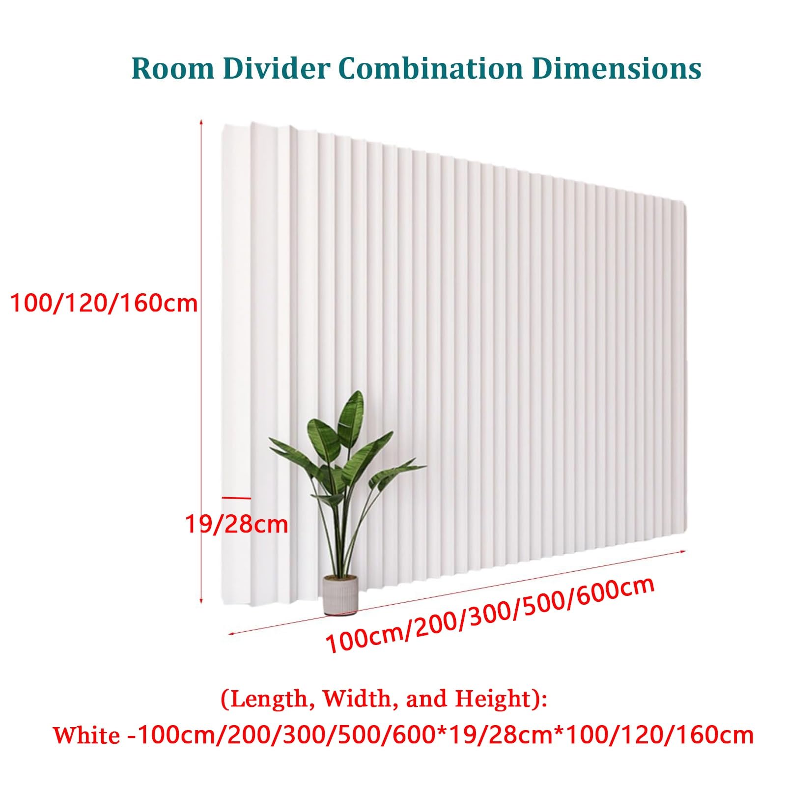 Divisori di Stanza in Carta Schermi Separatore Pieghevole Privacy Interno Pareti Divisorie per Ufficio, Studio, Dormitorio, Dimensioni Personalizzate(L2xW0.28xH1.6M)