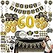 Produktbild 60 geburtstag deko mann frau - (76pack) schwarzes Gold party Banner, Wimpel, Spiral Girlanden, ballons, Tischdecken, Cupcake Topper, Krone, Pappteller, Foto Requisiten, Geburtstag Schärpe