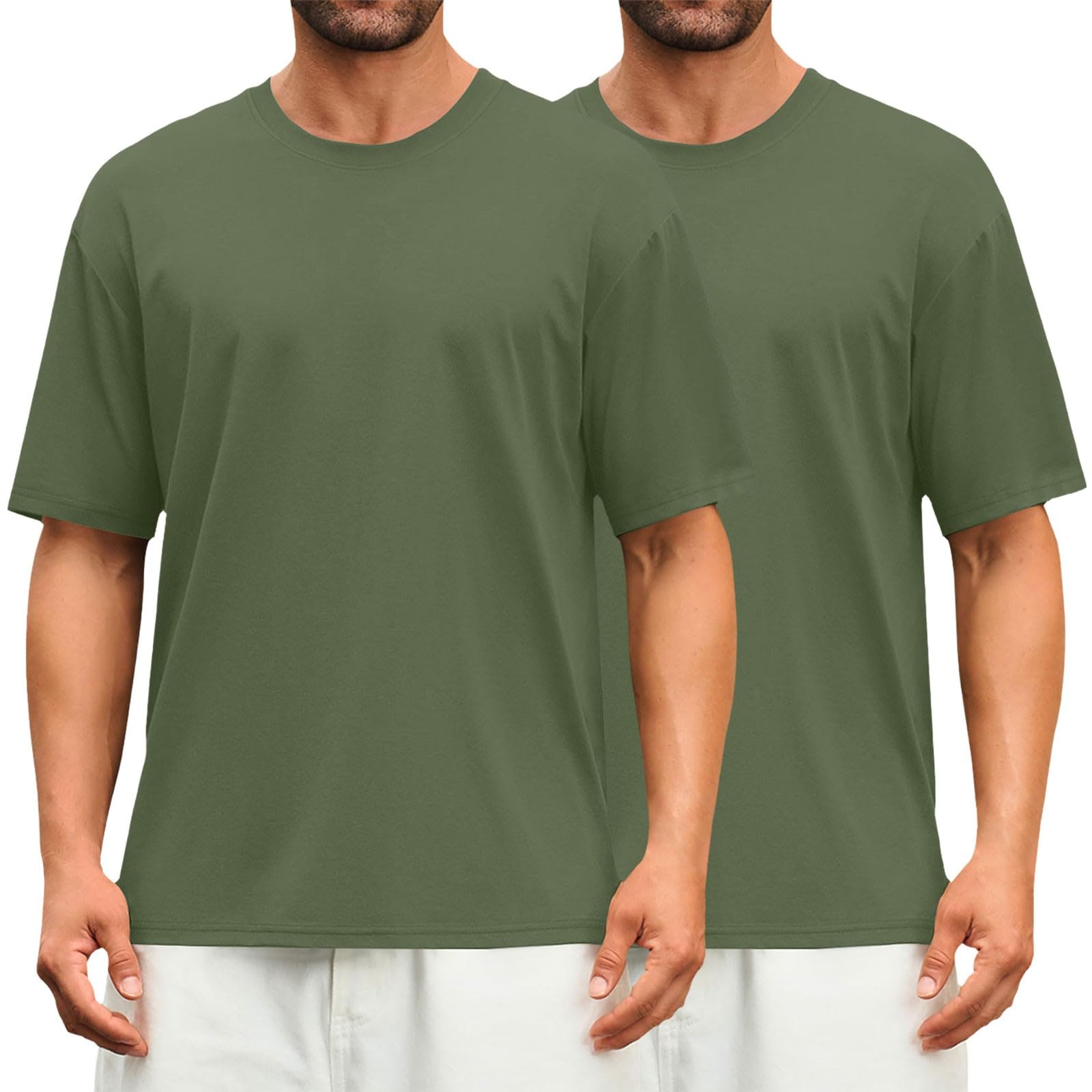 Generico Maglia T Uomo in Cotone Collo Tondo Maniche Corte, Tessuto Morbido Modello Base per L'Estate in Stile Casual