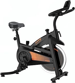【Versão atualizada】Bicicleta Ergométrica Spinning com Console Monitor, Smartphone e Monitor de Frequência Cardíaca, Altura Ajustável e Ajuste de Resistência, Treino Silencioso Bicicleta Spinning Ideal em Casa Indoor