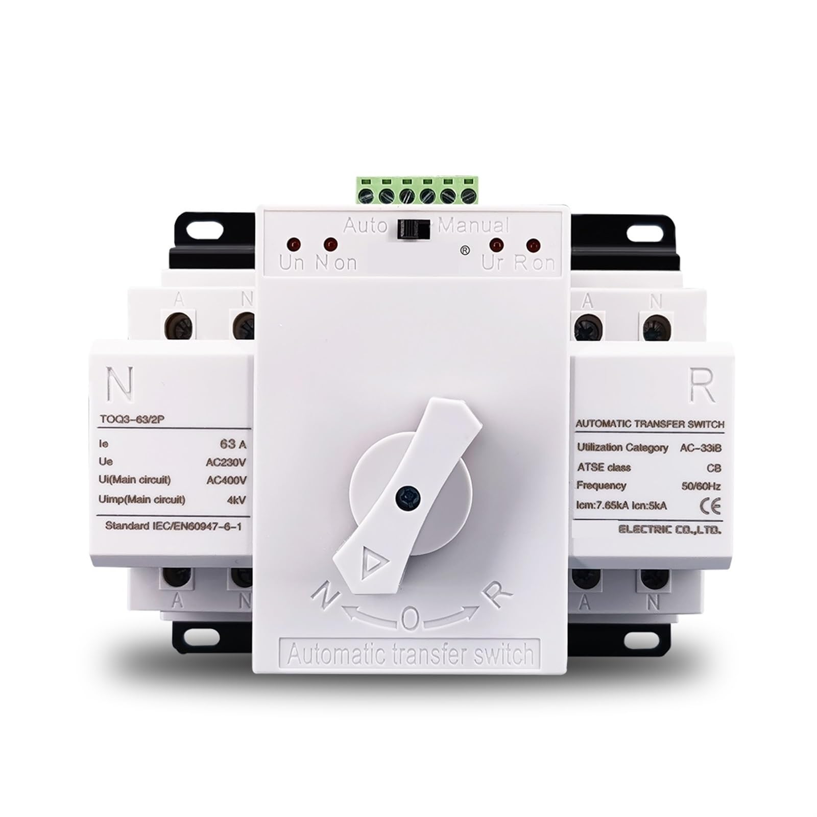 VSPPJYFG 2P 63A 230V MCB Type Dual Power Automatic Transfer Switch ATS 1Pcs(2 input 2 output)