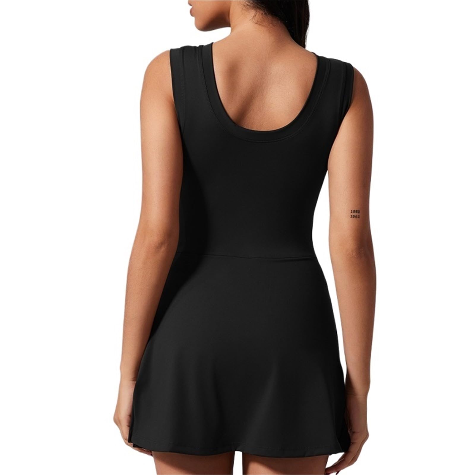 Completo Tennis Donna Abito da Tennis da Donna con Tutina Sportiva Avvolgente Senza Maniche Corte e Senza Schienale Integrata